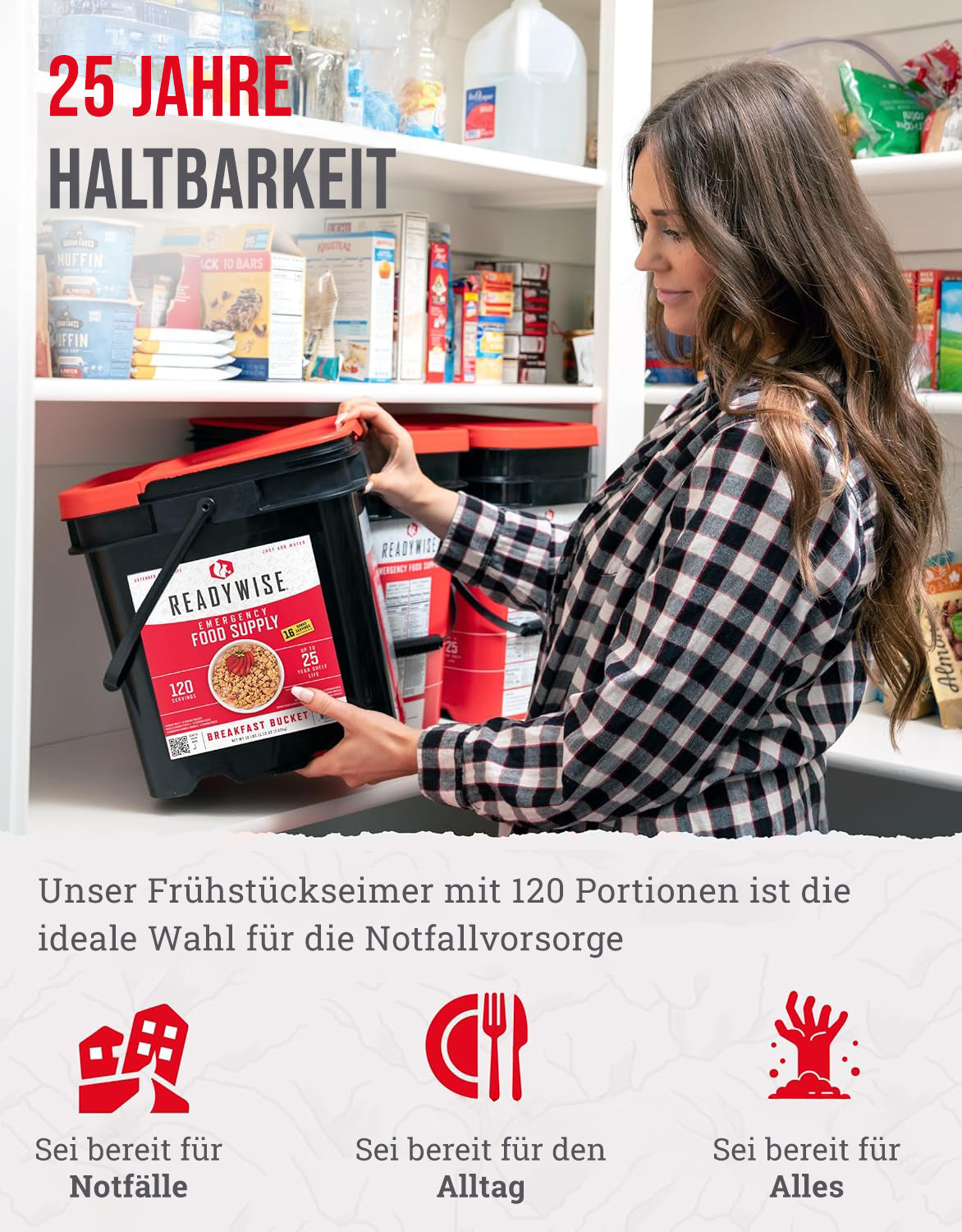 120 Frühstücks-Portionen, gefriergetrocknete vegetarische Mahlzeiten, bis zu 25 Jahre