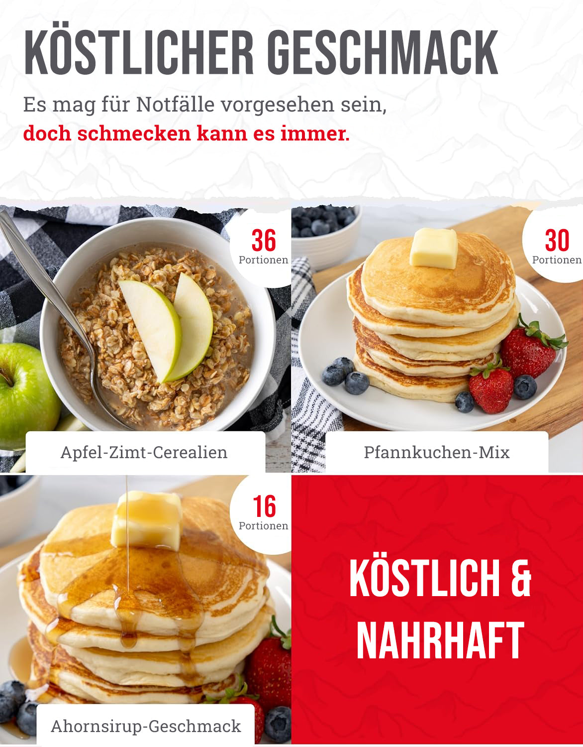 120 Frühstücks-Portionen, gefriergetrocknete vegetarische Mahlzeiten, bis zu 25 Jahre
