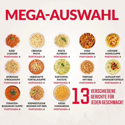 ReadyWise, 60 Portionen, Notration, Mittag- und Abendessen, Grab & Go Eimer, 13 Rezepte, Gefriergetrocknet, Langlebige Lebensmittelversorgung, Bis Zu 25 Jahre Haltbarkeit, Notfallnahrung