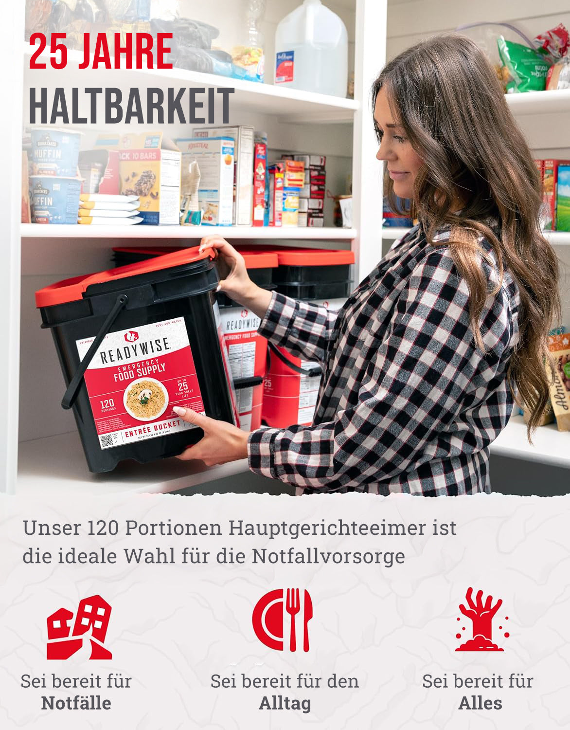 Hauptgericht für 120 Portionen, gefriergetrocknete vegetarische Gerichte, bis zu 25 Jahre
