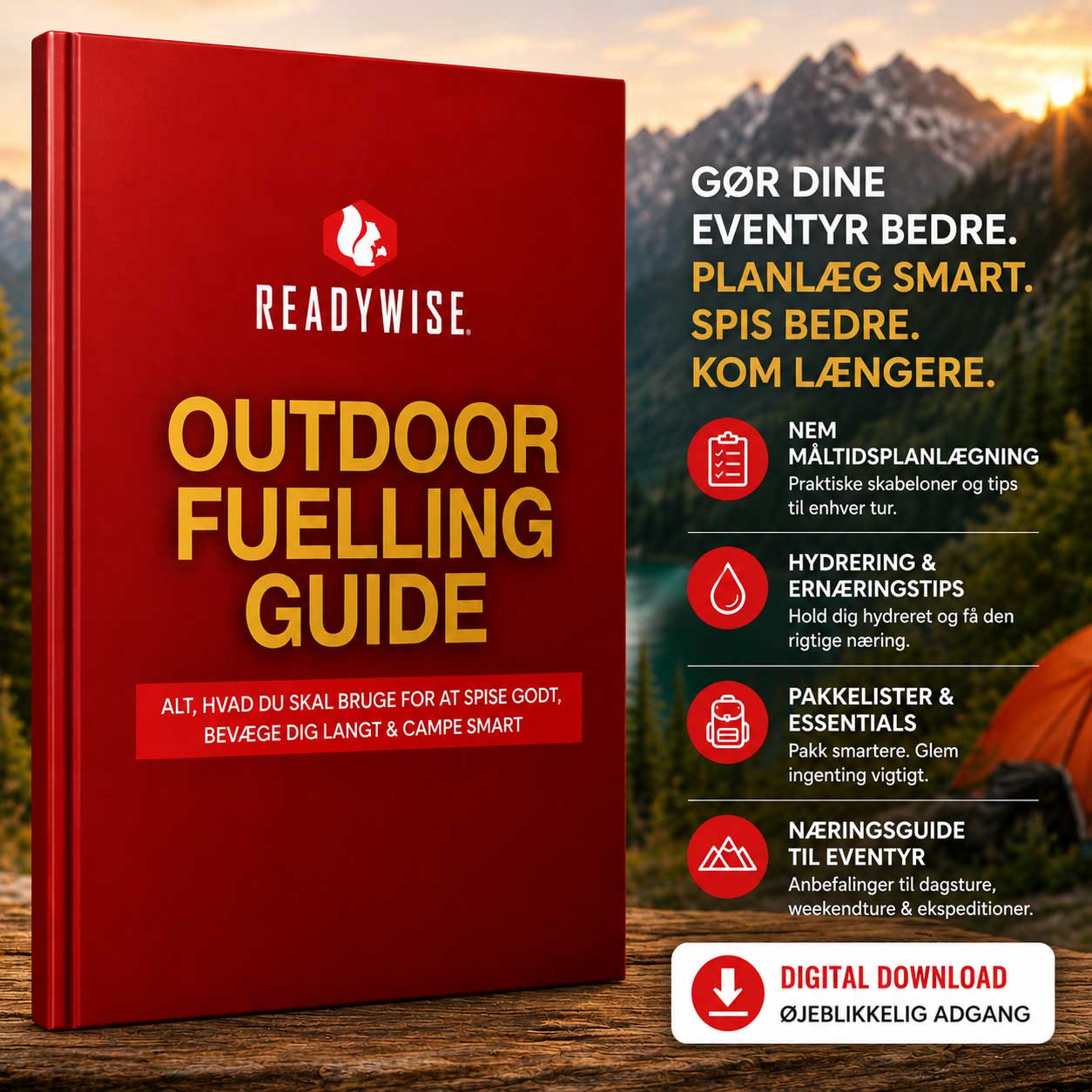 Kostenloser Outdoor-Guide – Erfahre, wie du Mahlzeiten planst, ausreichend hydriert bleibst und für jedes Abenteuer clever packst