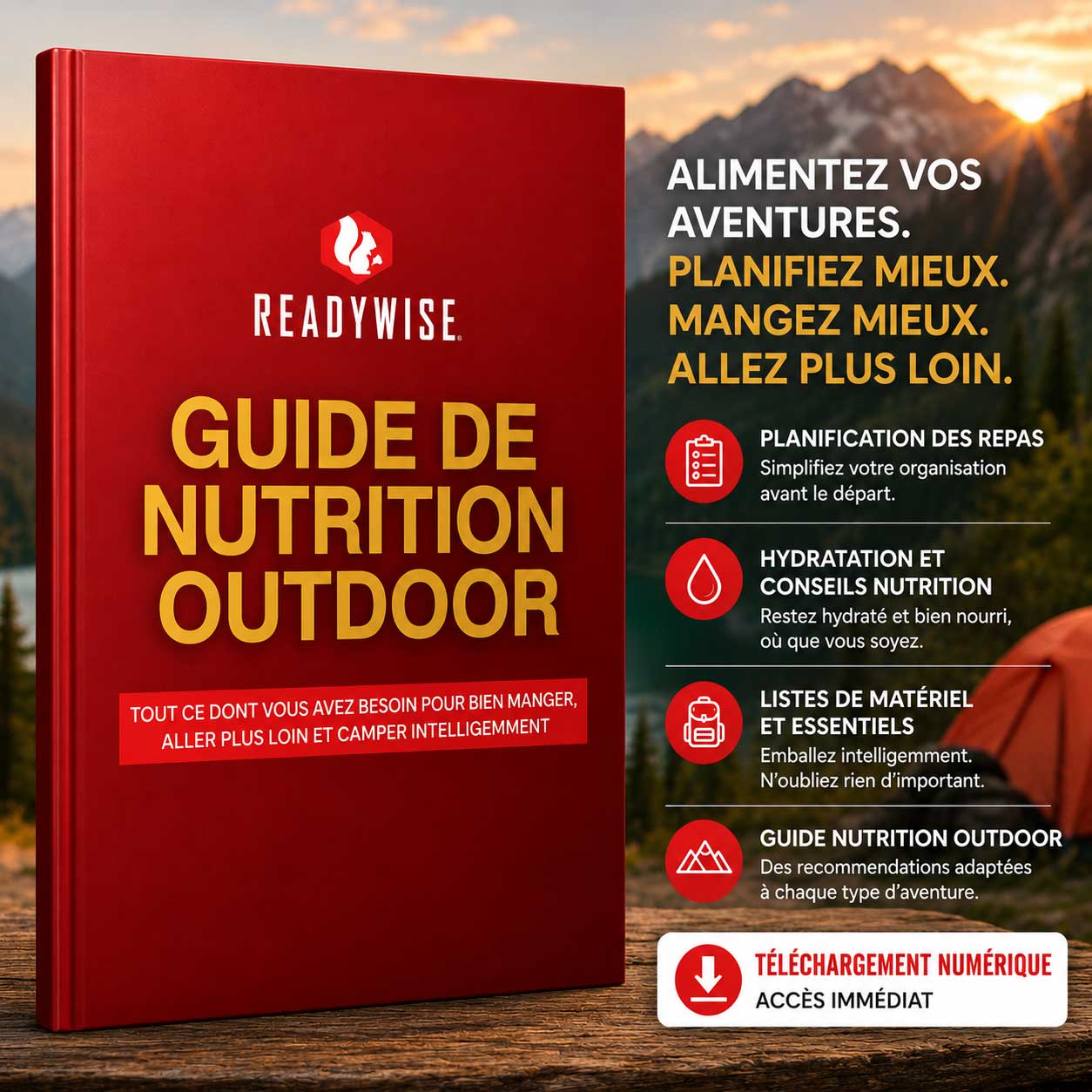 Kostenloser Outdoor-Guide – Erfahre, wie du Mahlzeiten planst, ausreichend hydriert bleibst und für jedes Abenteuer clever packst