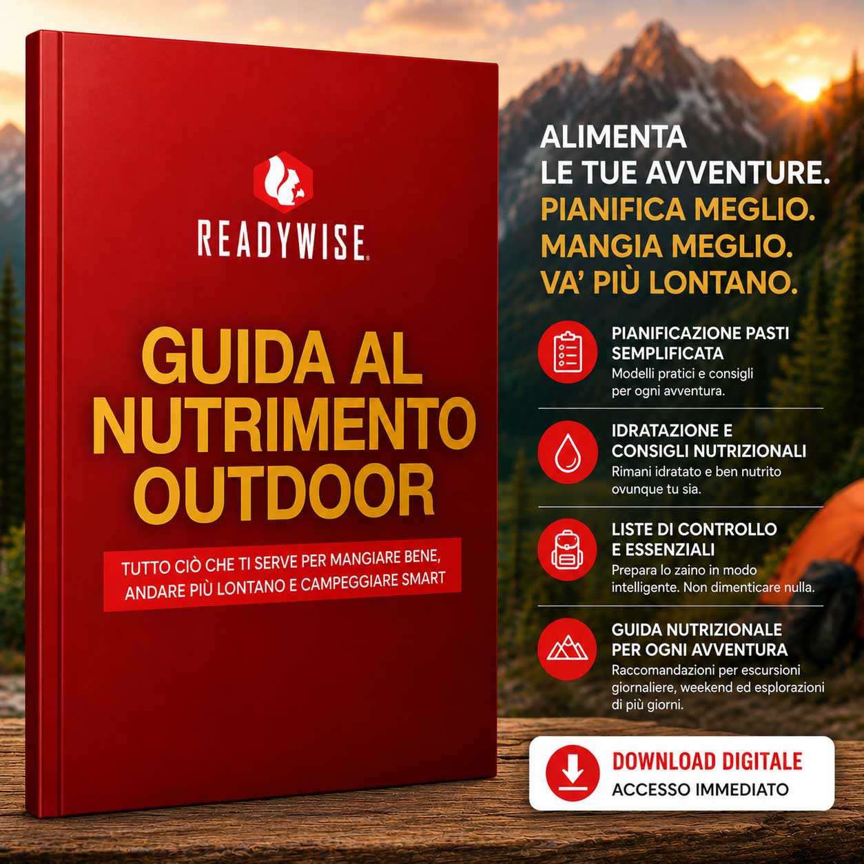 Kostenloser Outdoor-Guide – Erfahre, wie du Mahlzeiten planst, ausreichend hydriert bleibst und für jedes Abenteuer clever packst